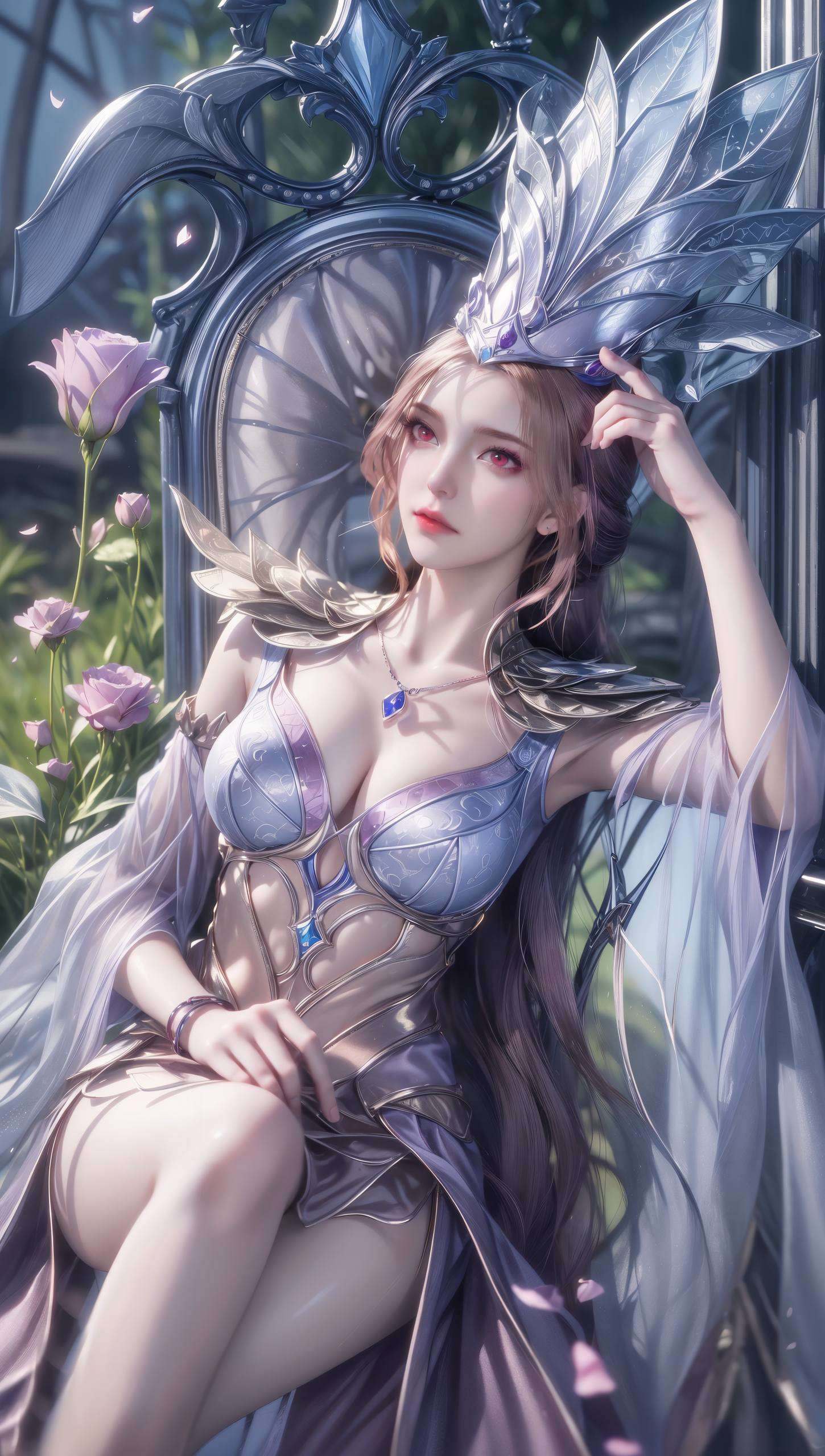她的眼神深邃如夜空比比东如同一朵傲然绽放的紫罗兰