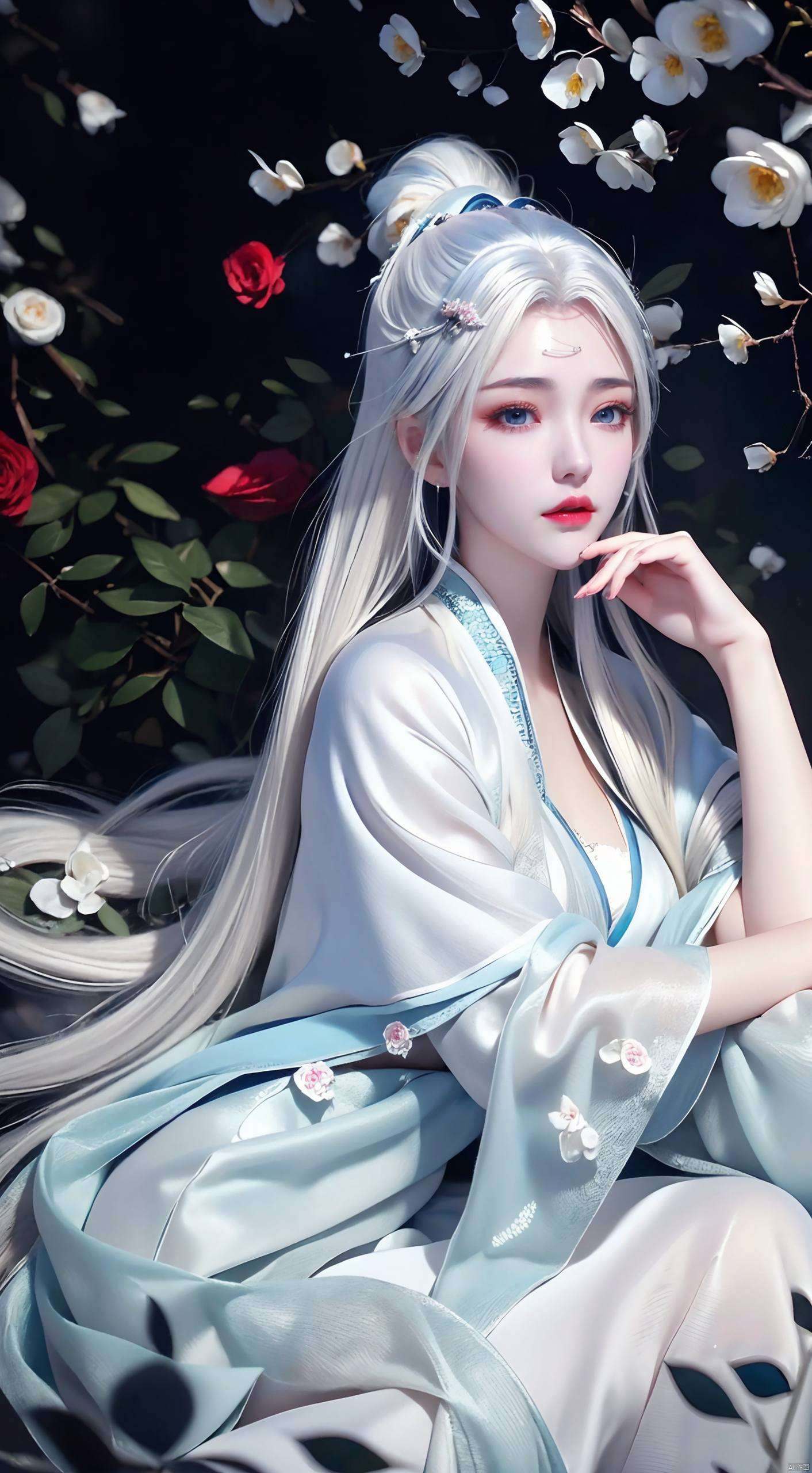 带着一丝不易察觉的忧郁她的眼神如秋水般深邃