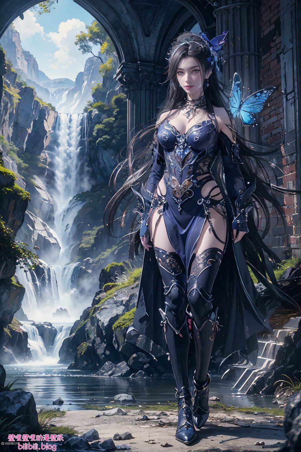 超高清的1920x1080分辨率这款AI国漫美女哑光PC壁纸