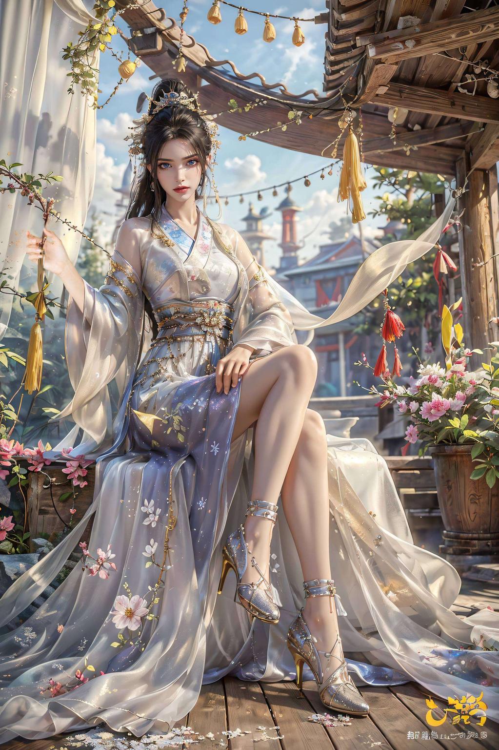 线条流畅这款AI国漫女神方清雪的抽象线条4K高清壁纸