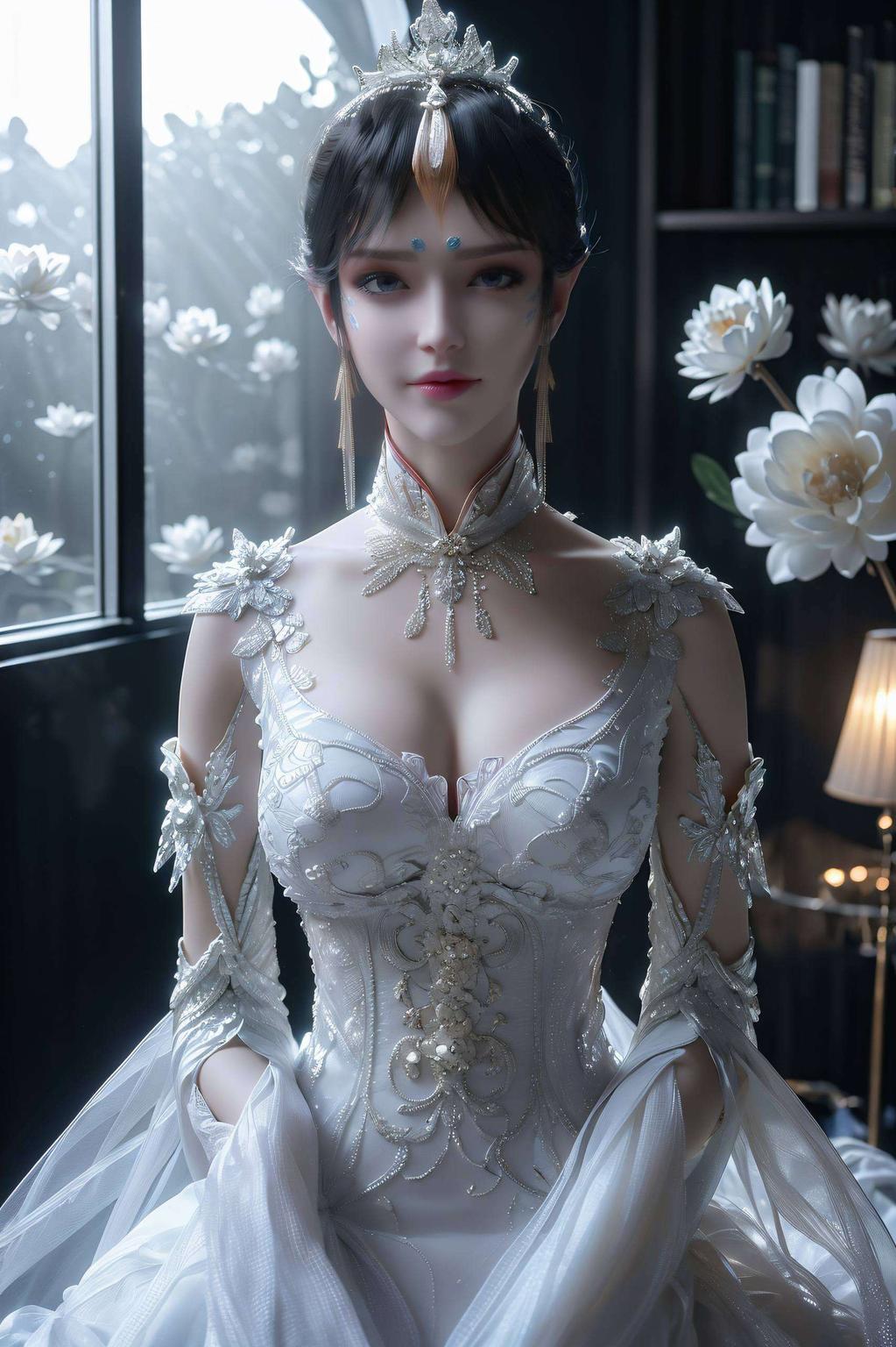 以自然之美为背景这款AI绘画人物微笑素材