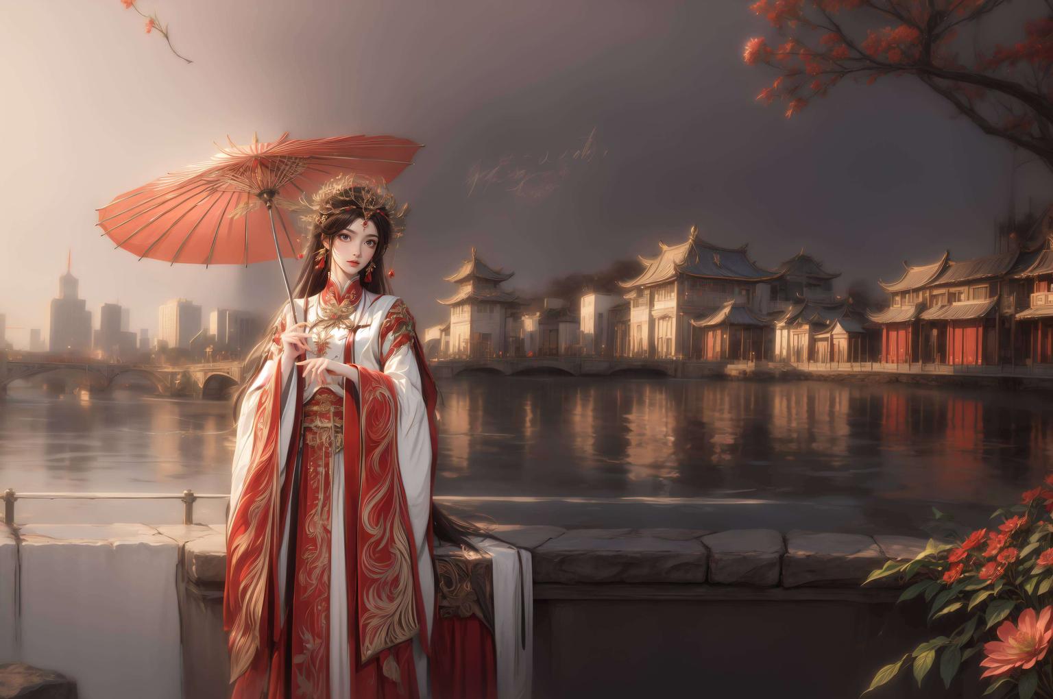 沉浸在古风漫画的浪漫氛围中火灵儿的眼神中流露出淡淡的忧伤