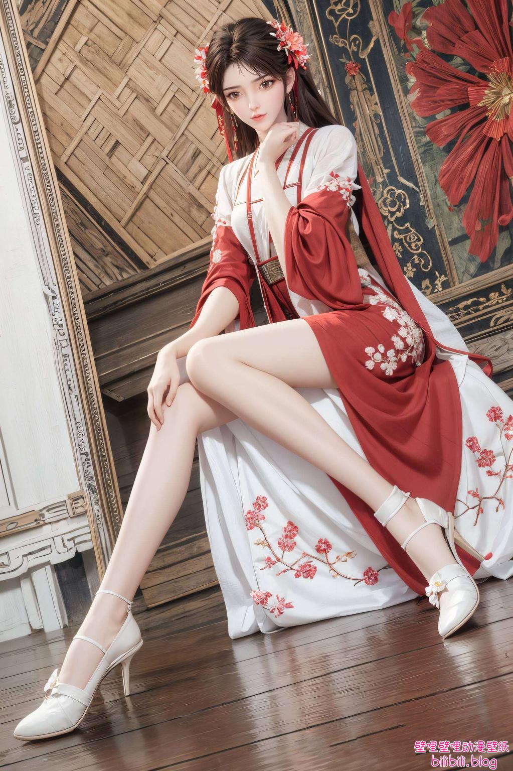 这幅国漫美女背景图以2K高清细腻画质