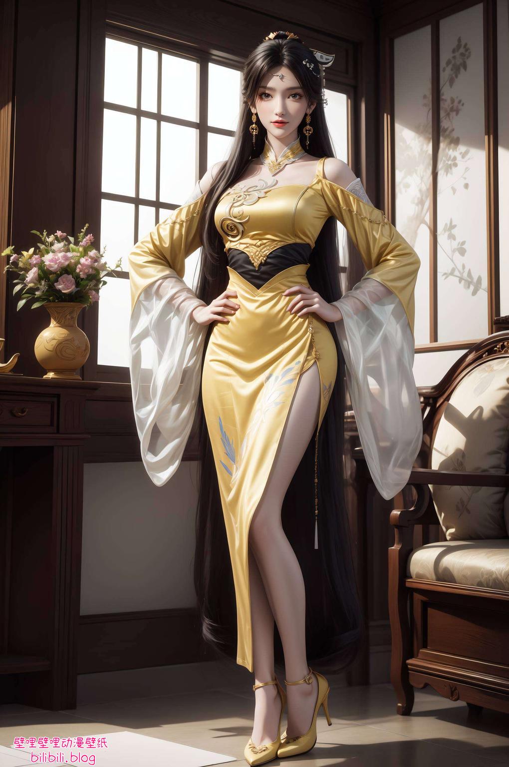 细腻的水彩笔触尽显国漫美女风采
