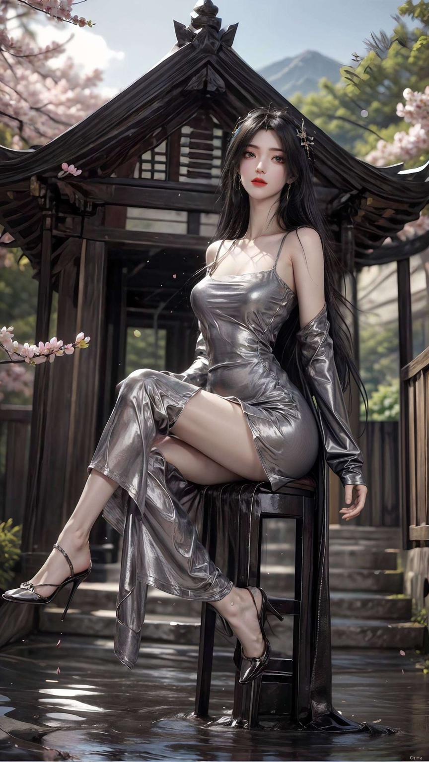 将柳神的脚部细节展现得淋漓尽致以古香古色的风格捕捉了柳神的翩翩风姿