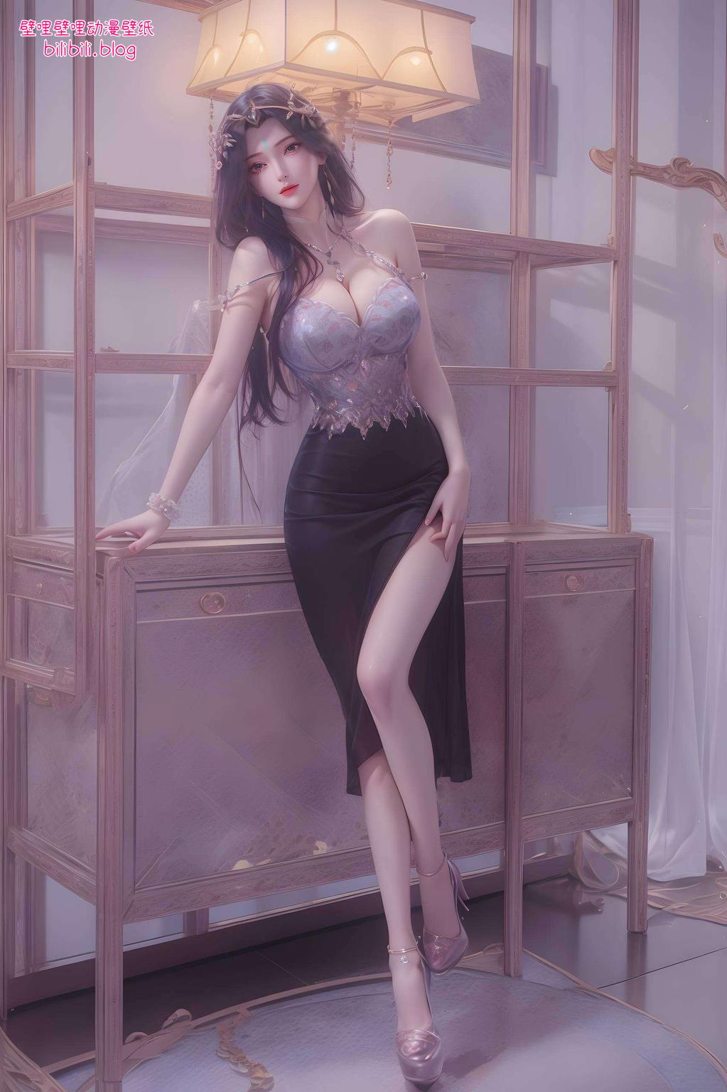 这款AI绘画的4K高清国漫美女壁纸甜美中带着一丝神秘