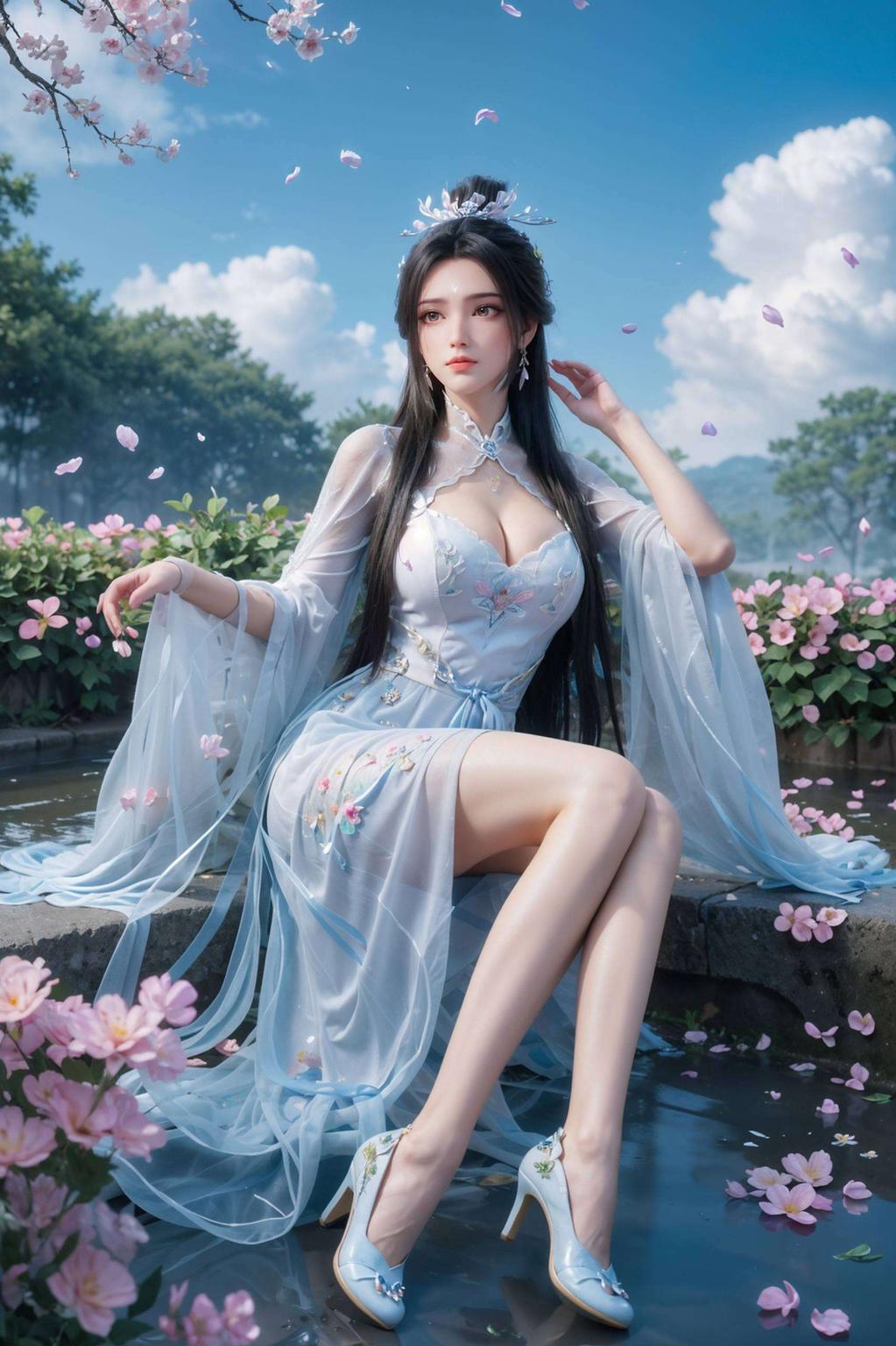 这款哑光超高清4K国漫女神壁纸巧妙融合了武剑元素