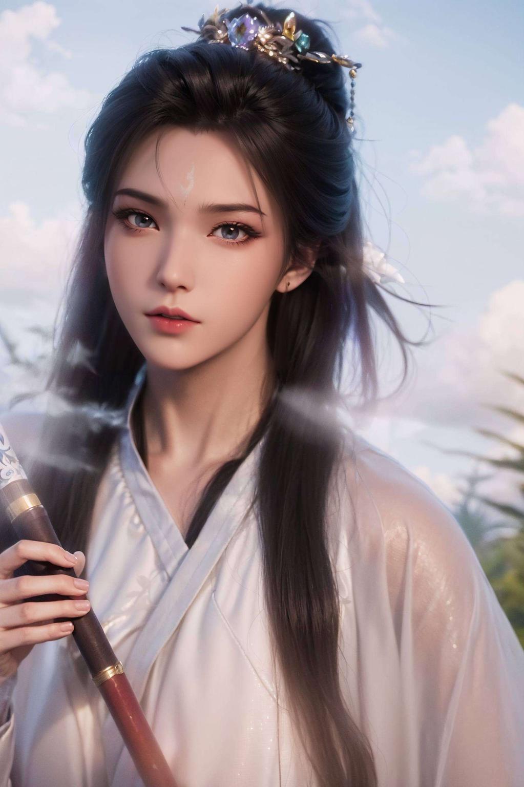 细腻的笔触描绘出陆雪琪清冷孤傲的气质唯美桌布元素点缀其间
