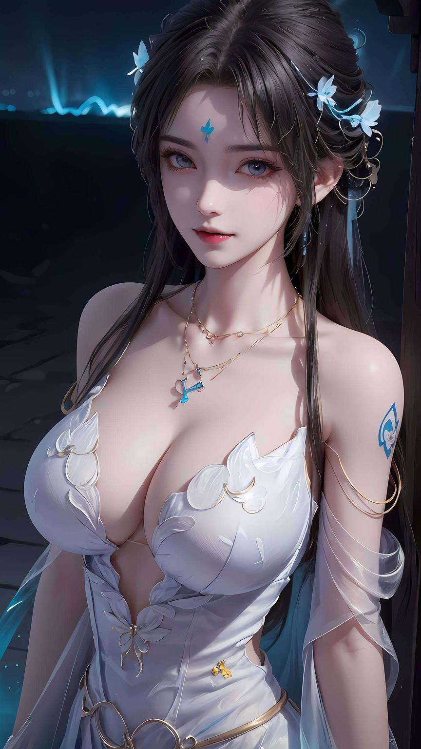 抽象线条勾勒国漫美女轮廓清漪沐浴高清壁纸