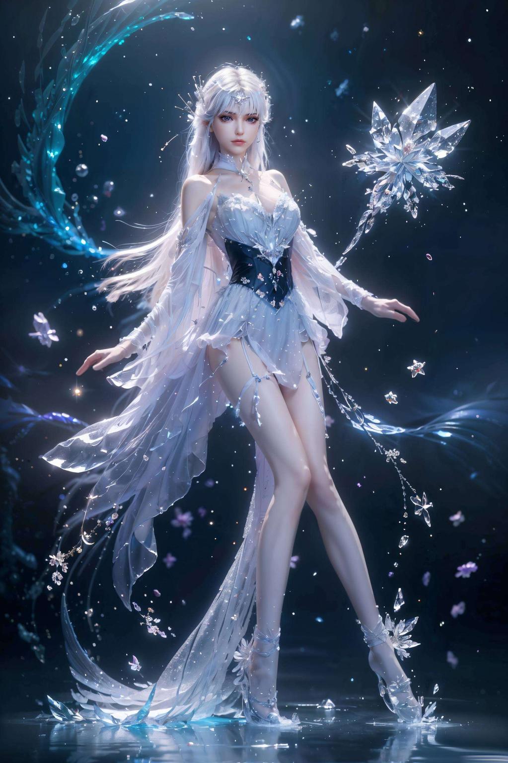 如同绽放的粉色桃花在绚丽的光影交织中