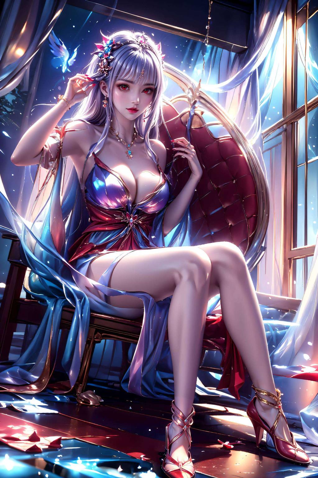 图中唯美古风壁纸上的太阴玉兔