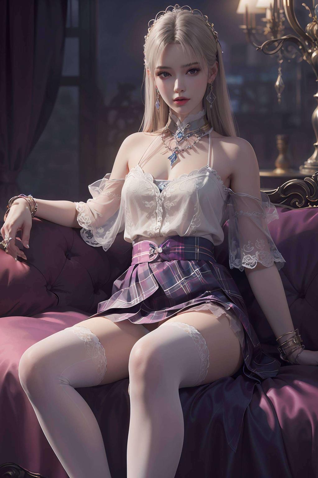 以苹果的清新色调为背景这款国漫美女壁纸