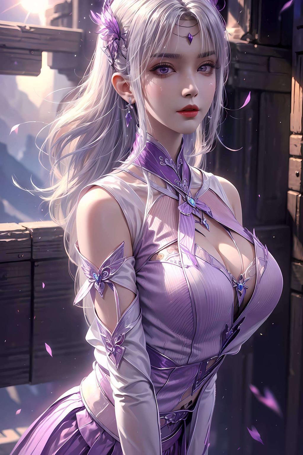她的笑容如春风拂面渐变的色彩渲染出古典美