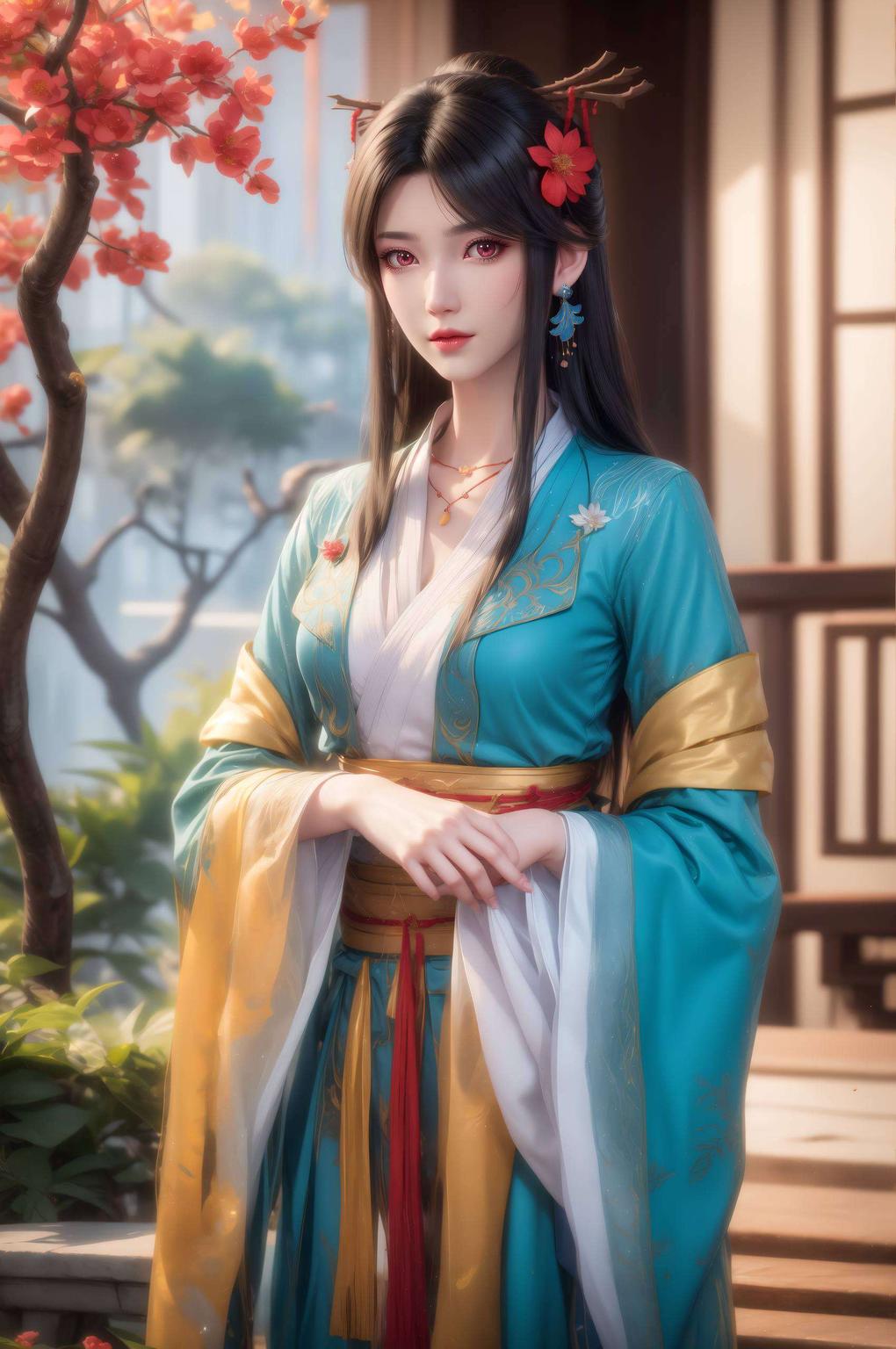 这款AI国漫壁纸桌布电脑艺术作品特别呈现了素材元尊夭夭的绝美图片