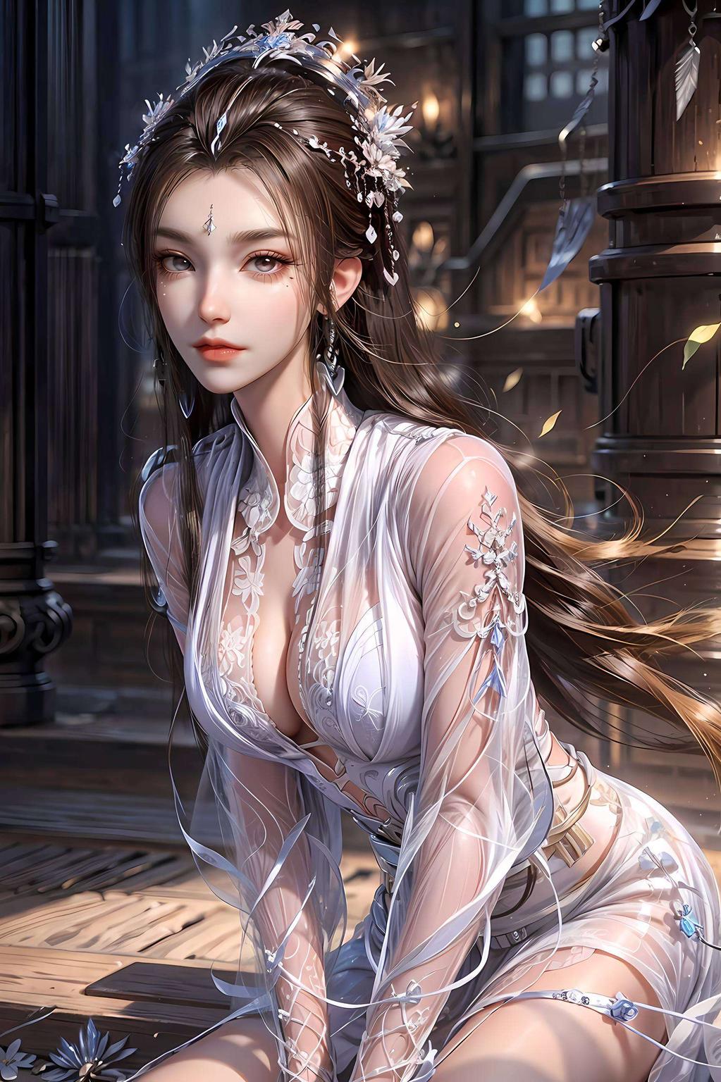 细腻的线条描绘出人物的灵动之美背景图片中的古典元素与现代风格巧妙融合