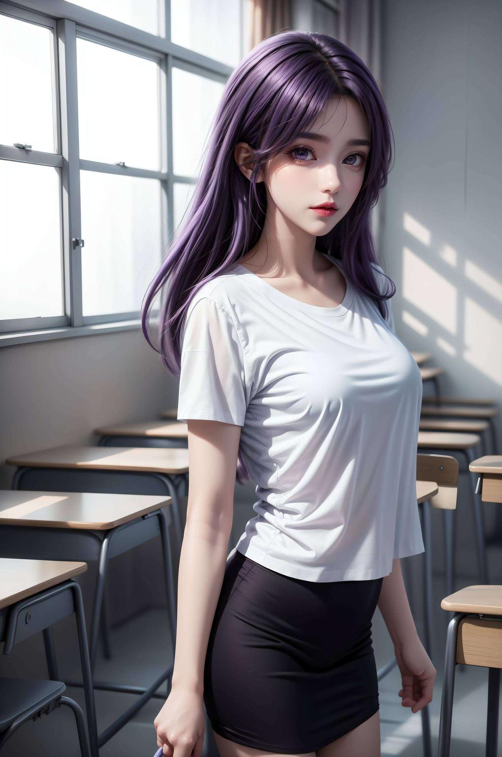 为你的桌面带来清新脱俗的视觉享受这款AI国漫女神纹理2K高清简洁壁纸
