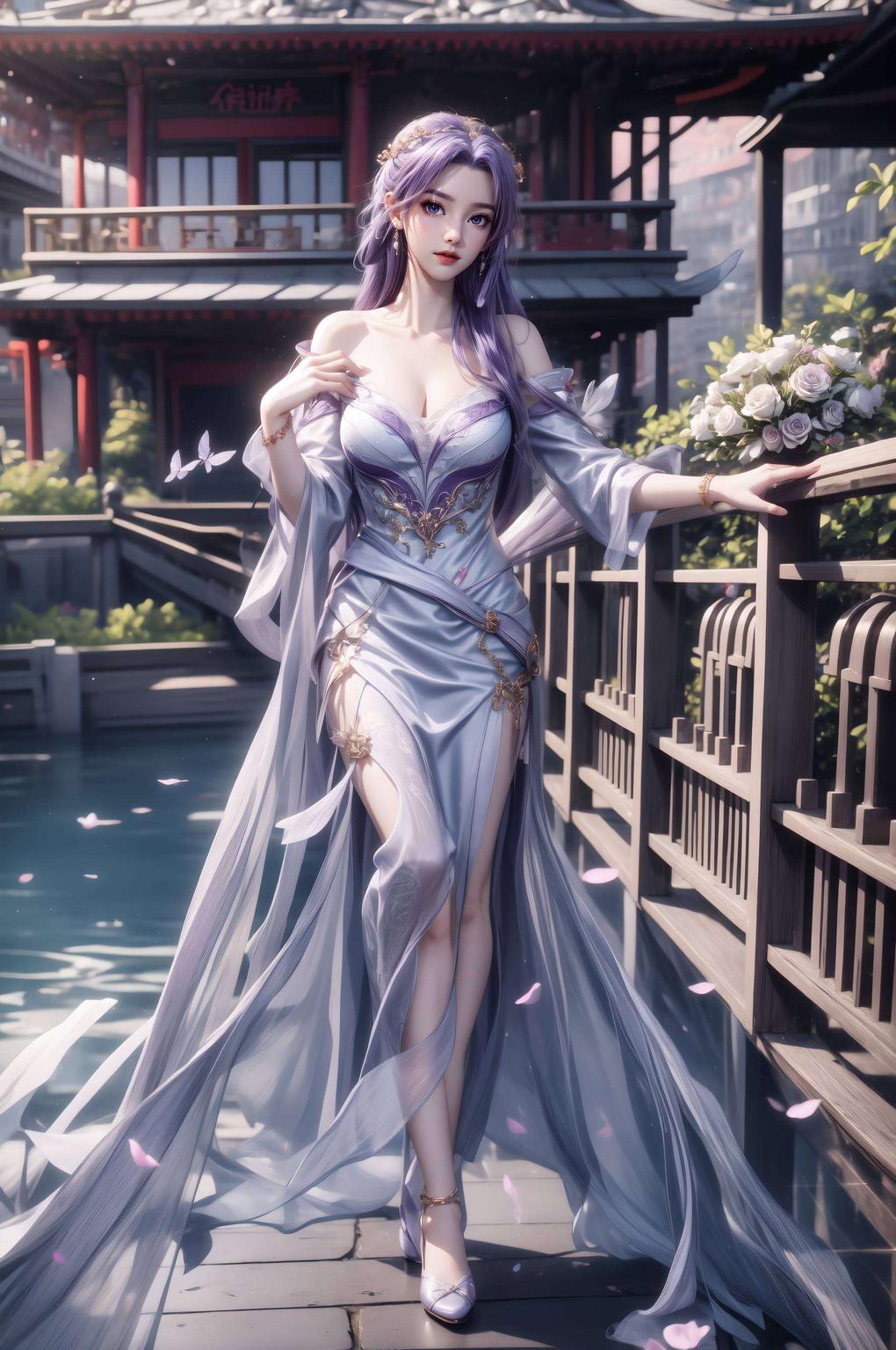 感受古典与现代的交融她的倩影映在1080p唯美桌布上