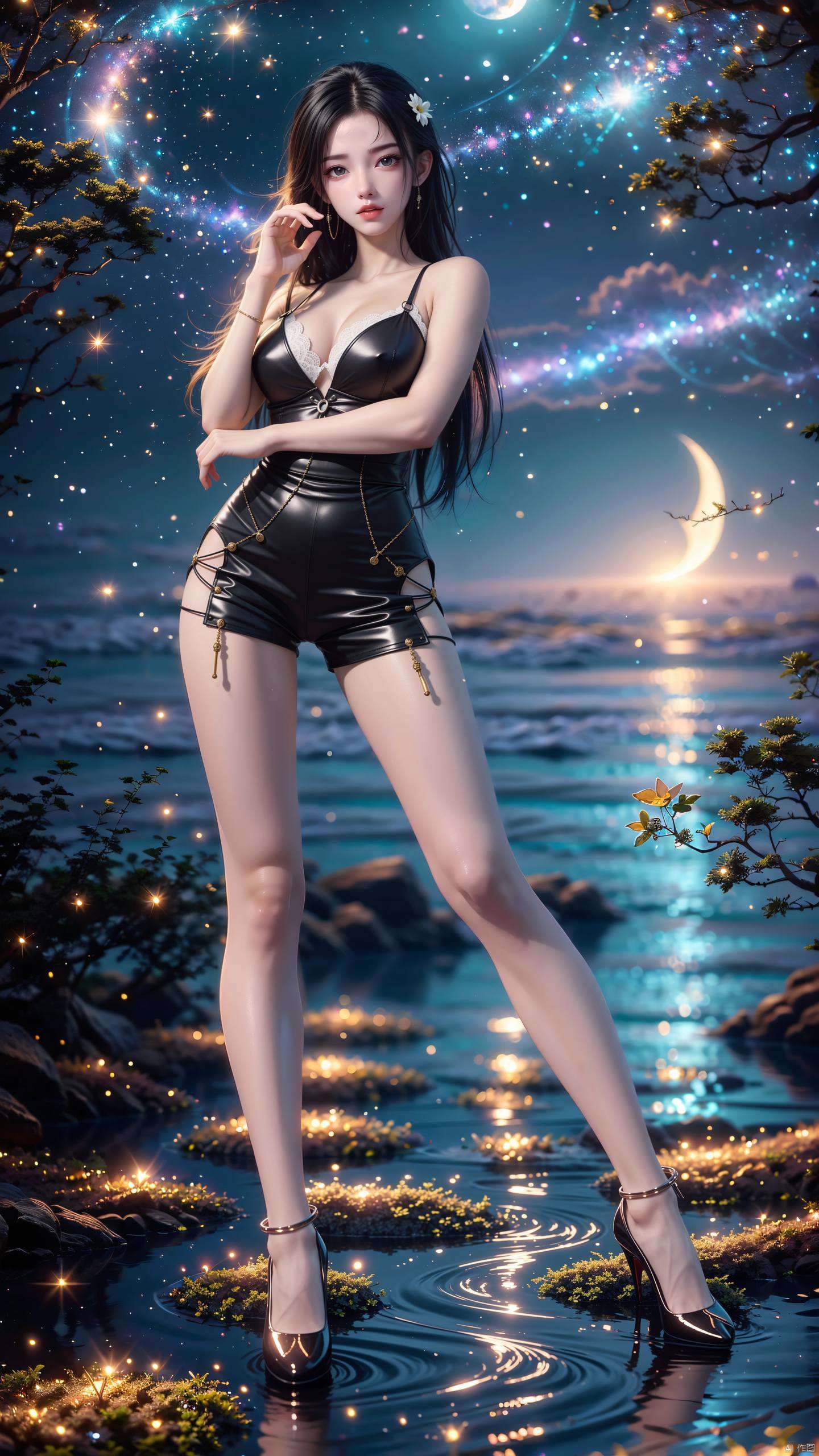月婵如同一轮清冷的明月无论是她那如瀑的长发