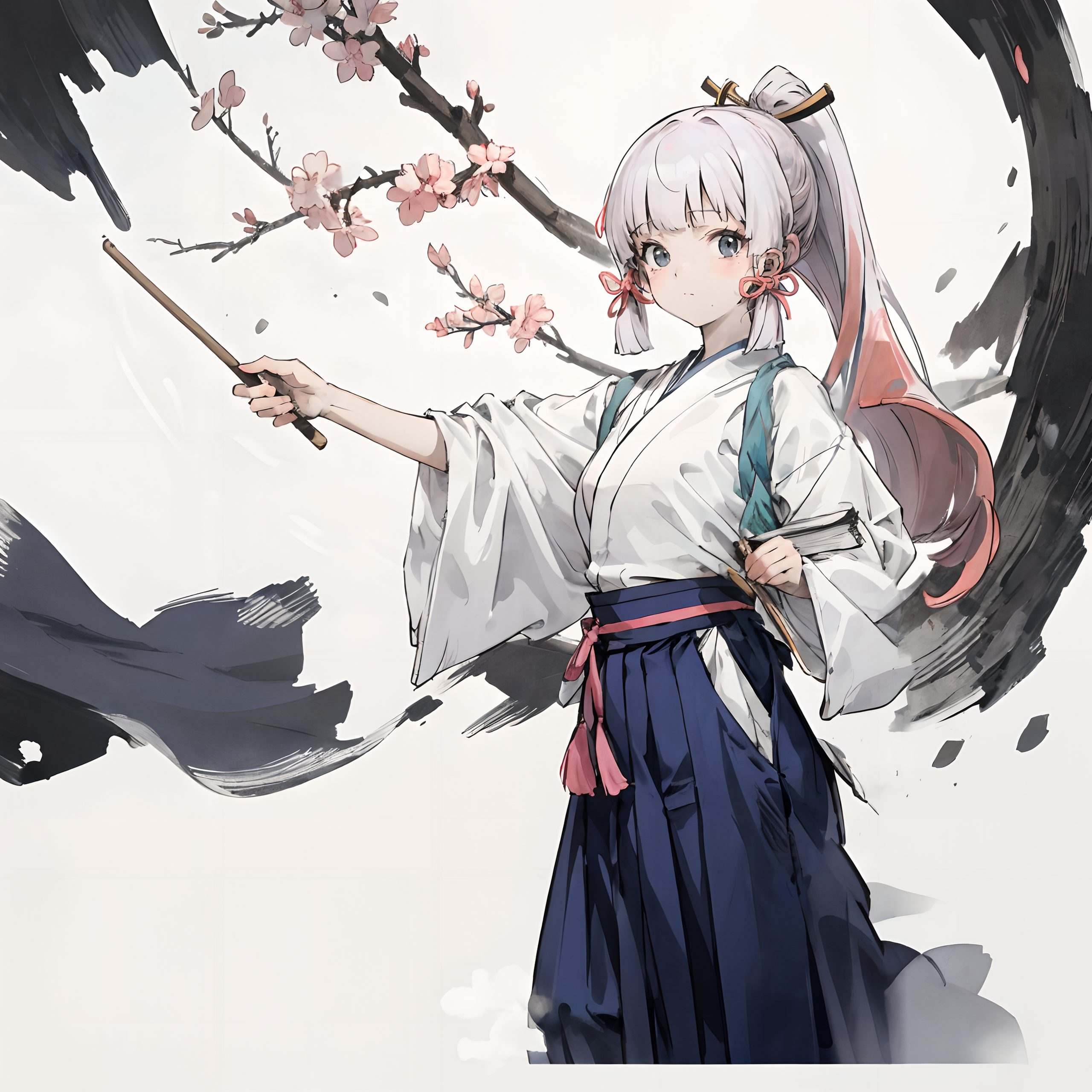 在清风拂面的稻妻城神里凌华以她那如雪般纯净的容颜和深邃的眼眸